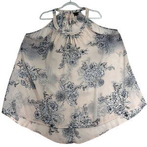 Torrid Womens 3X Floral Halter Hilo Top Blush Black Sleeveless Swing Whimsical